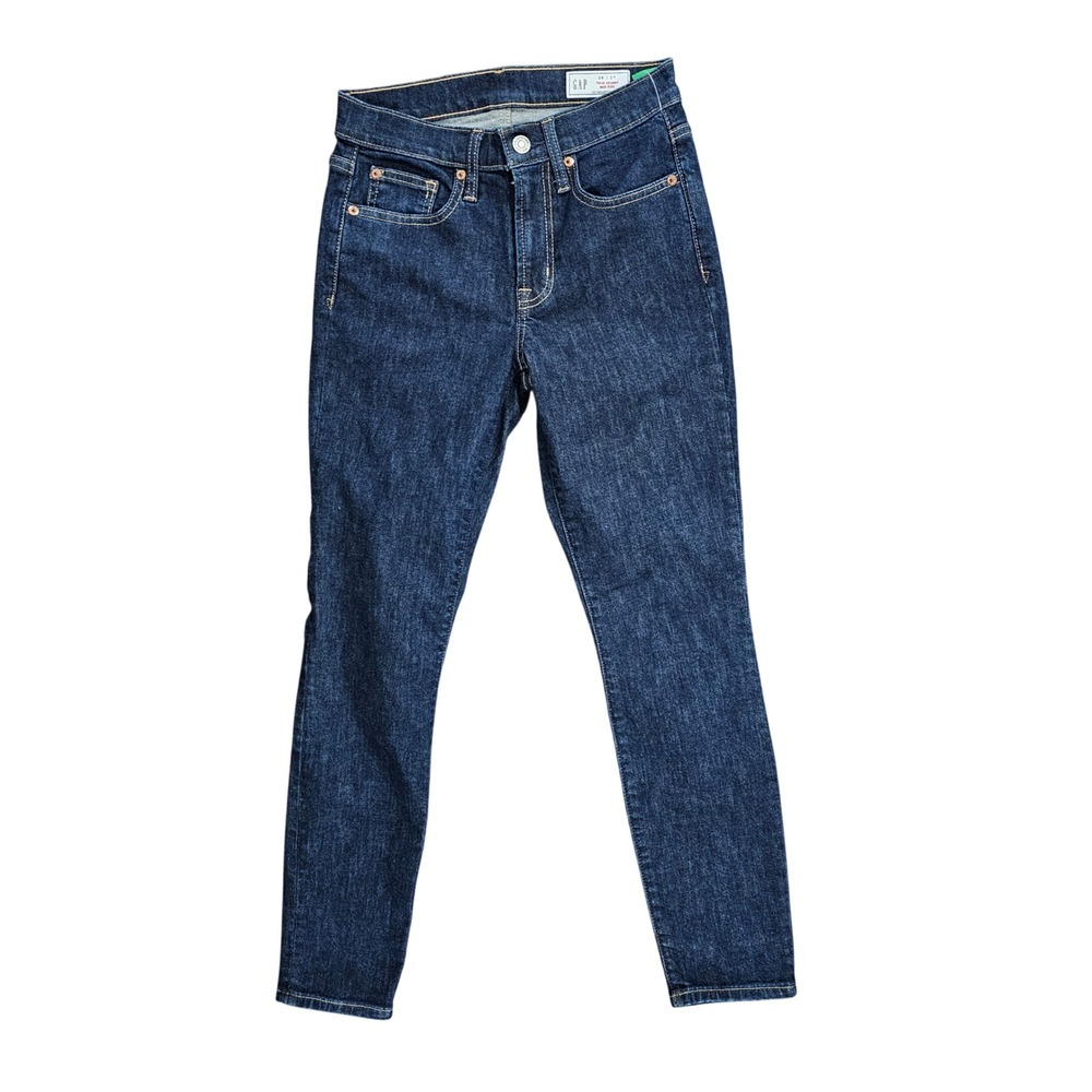 Gap True Skinny Women 26/2S Dark Wash Denim Mid Rise Jeans Slim Fit